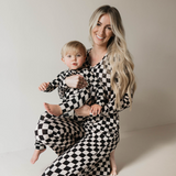 Bamboo Zip Pajamas | Black Checkerboard