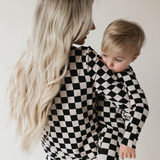 Bamboo Zip Pajamas | Black Checkerboard