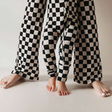 Black Checkerboard | Bamboo Zip Pajamas Milk & Baby