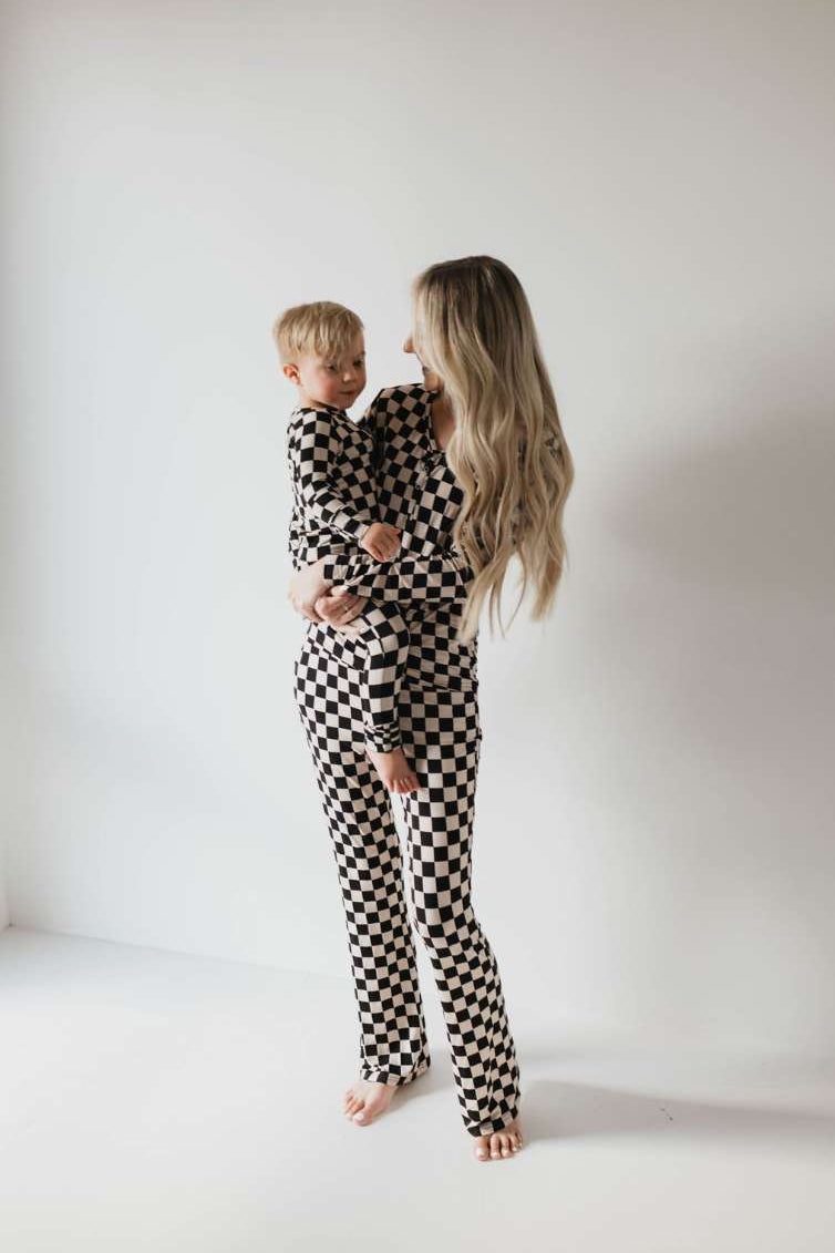 Black Checkerboard | Women's Bamboo Pajamas Milk & Baby