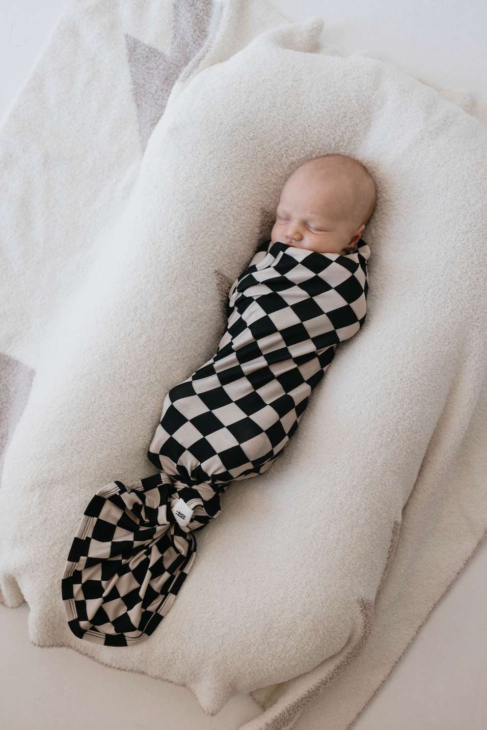 Black Checkerboard | Bamboo Swaddle Milk & Baby