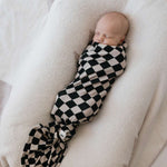 Black Checkerboard | Bamboo Swaddle Milk & Baby