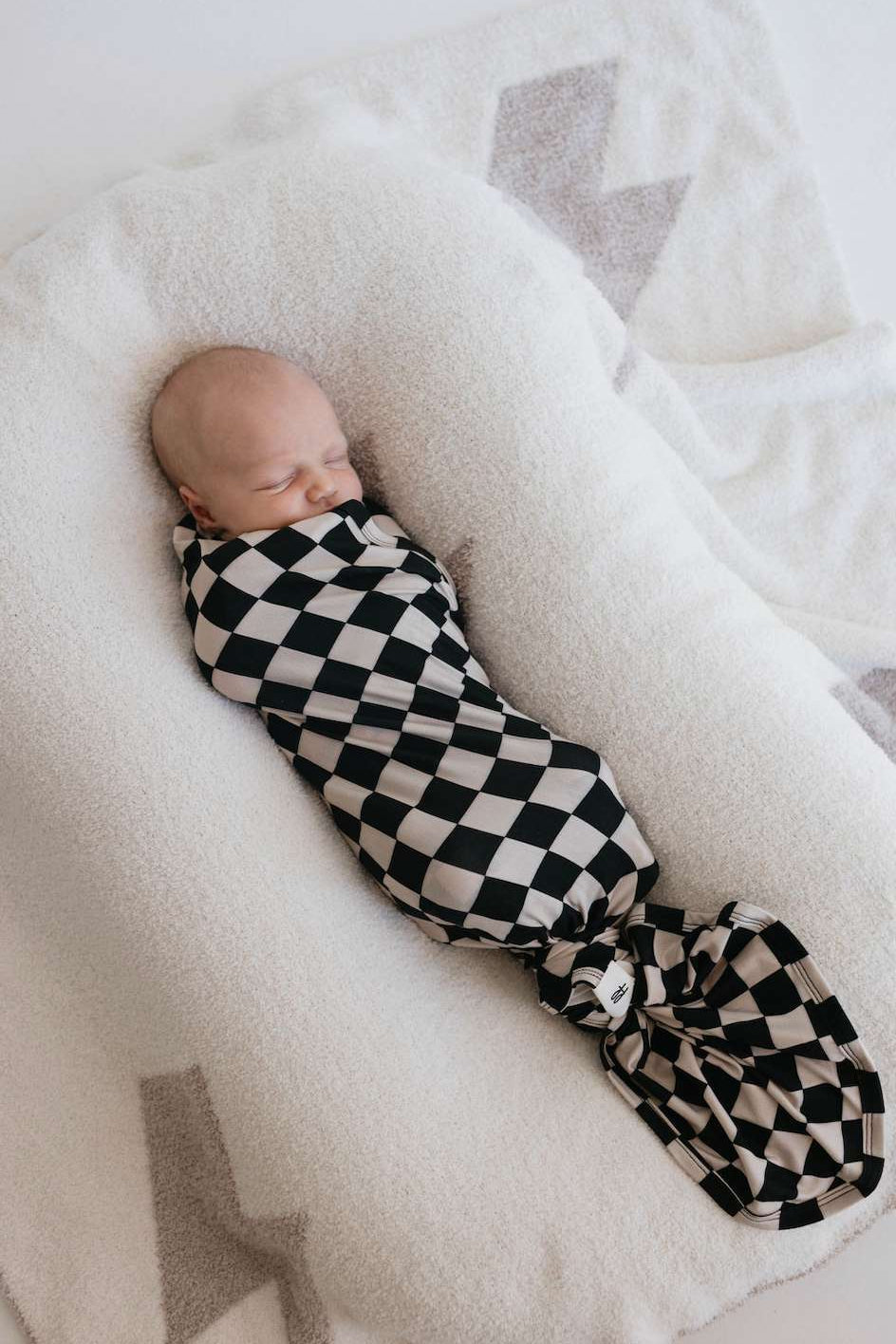 Black Checkerboard | Bamboo Swaddle Milk & Baby