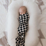 Black Checkerboard | Bamboo Swaddle Milk & Baby