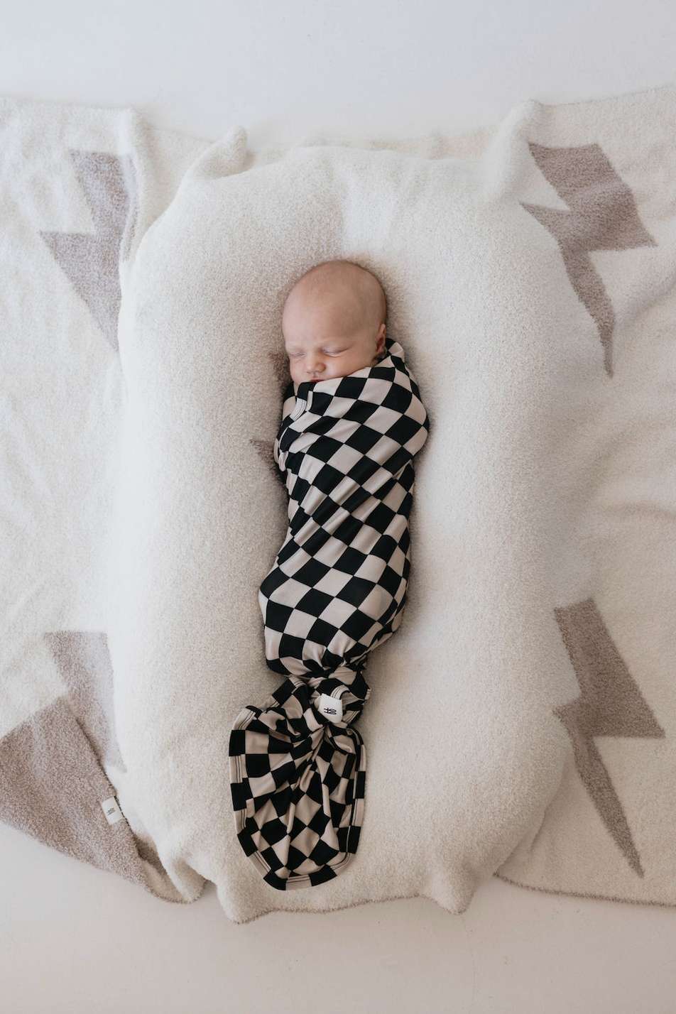 Black Checkerboard | Bamboo Swaddle Milk & Baby