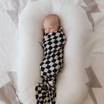 Black Checkerboard | Bamboo Swaddle Milk & Baby