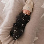 Charcoal & White ff Smile | Bamboo Swaddle | Milk & Baby