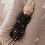 Charcoal & White ff Smile | Bamboo Swaddle | Milk & Baby