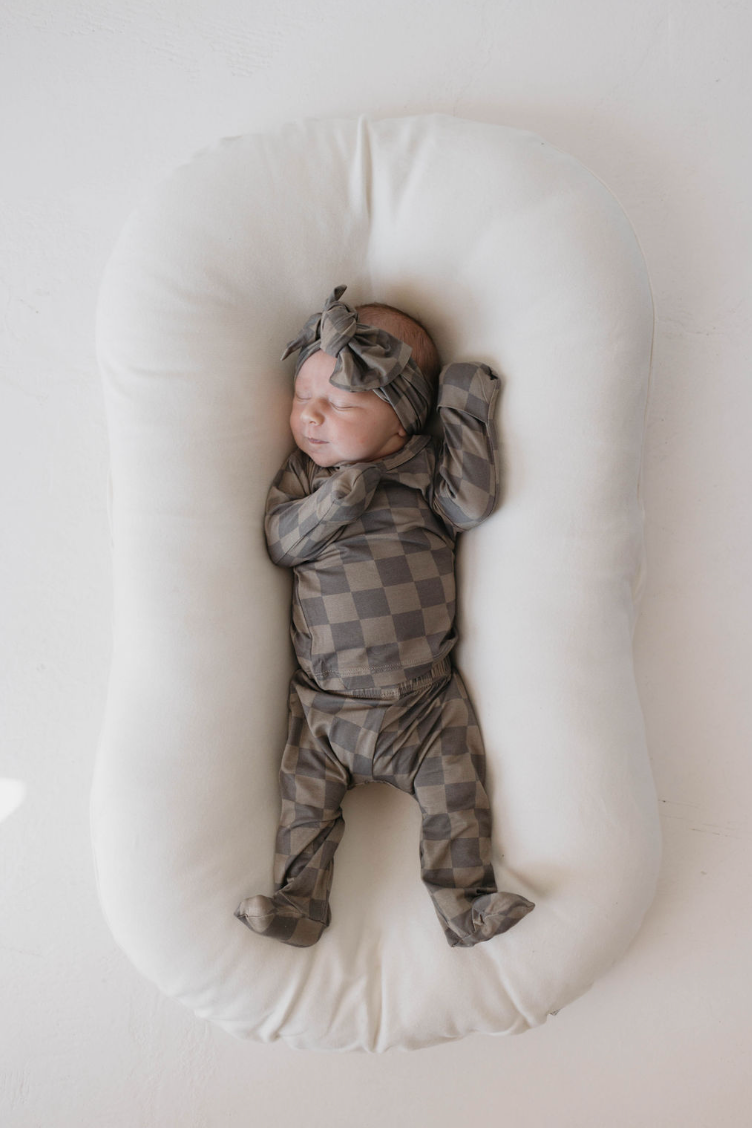 Faded Brown Checkerboard | Sleepy Time Set | Milk & Baby