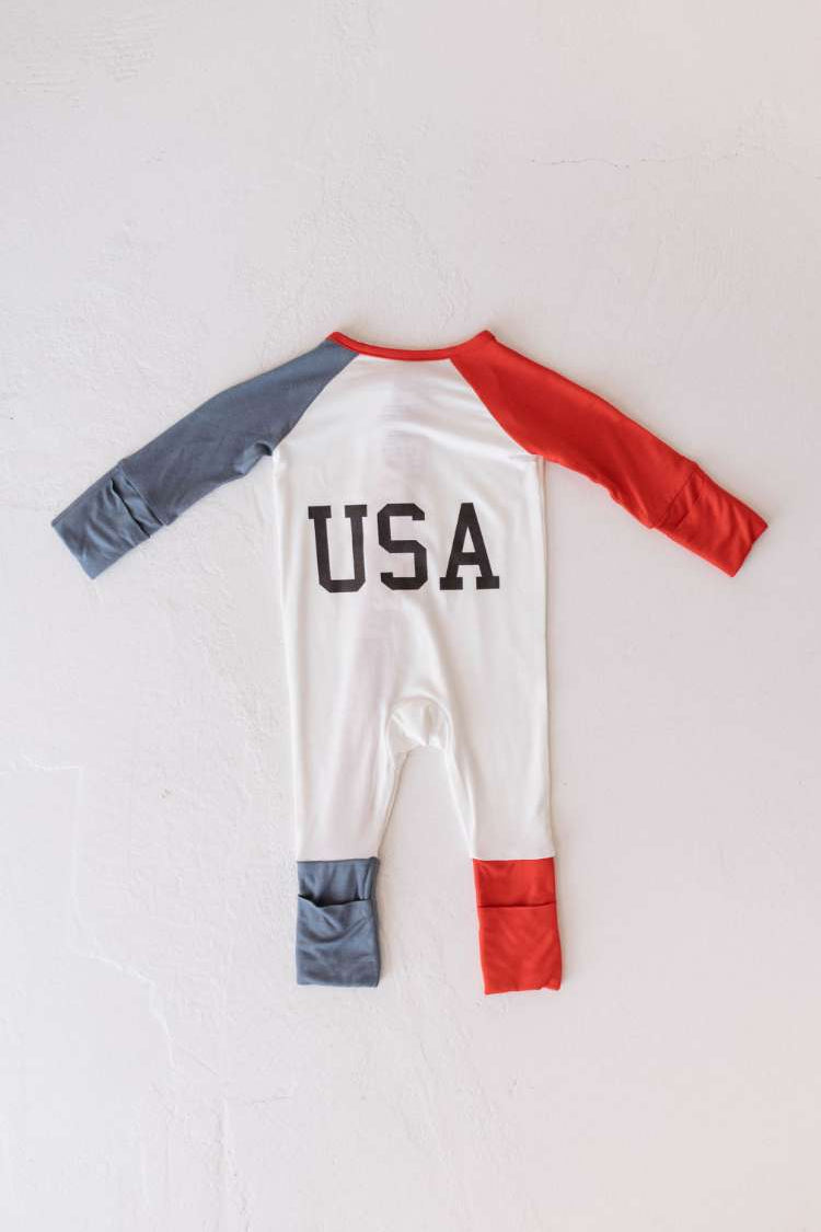 USA, Land That I Love | Bamboo Zip Pajamas Milk & Baby