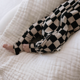 Bamboo Zip Pajamas | Black Checkerboard