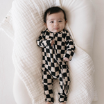 Bamboo Zip Pajamas | Black Checkerboard Milk & Baby