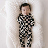 Black Checkerboard | Bamboo Zip Pajamas Milk & Baby