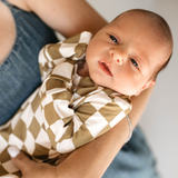 Bamboo Knotted Gown | Olive Checkerboard