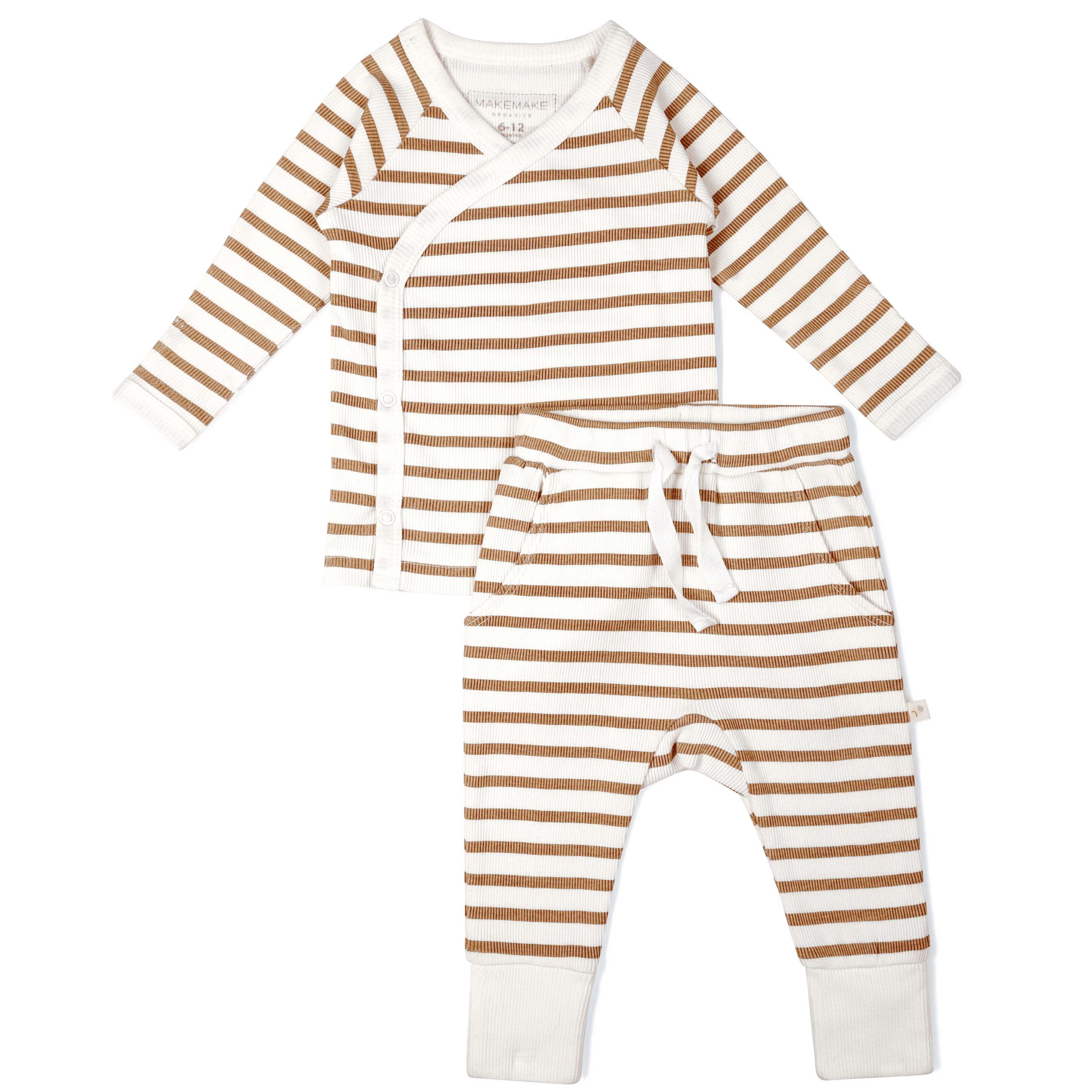 Organic Baby Top & Pants Set - Stripes Milk & Baby