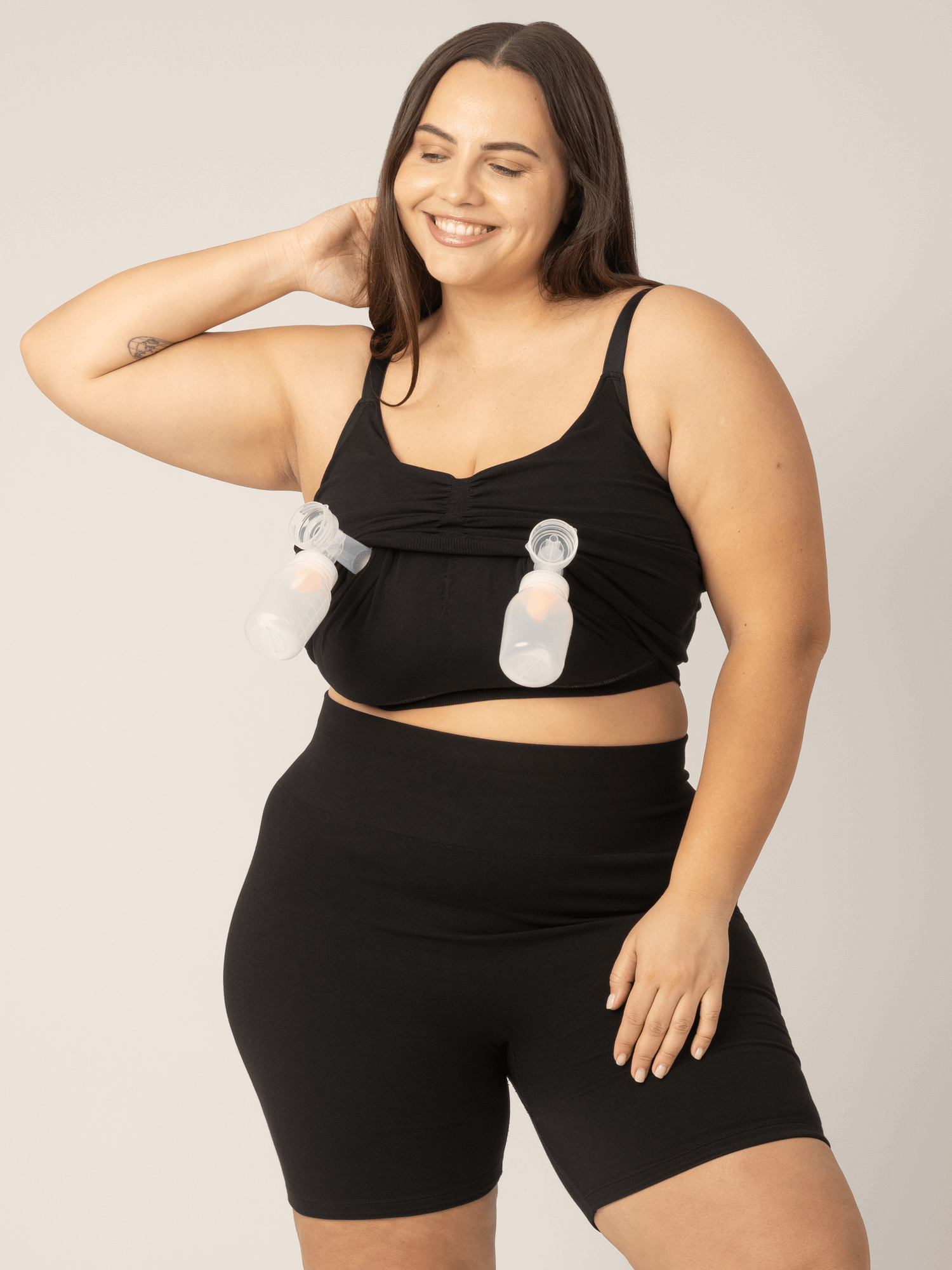 Sublime® Bamboo Hands-Free Pumping Lounge & Sleep Bra | Black | Milk & Baby