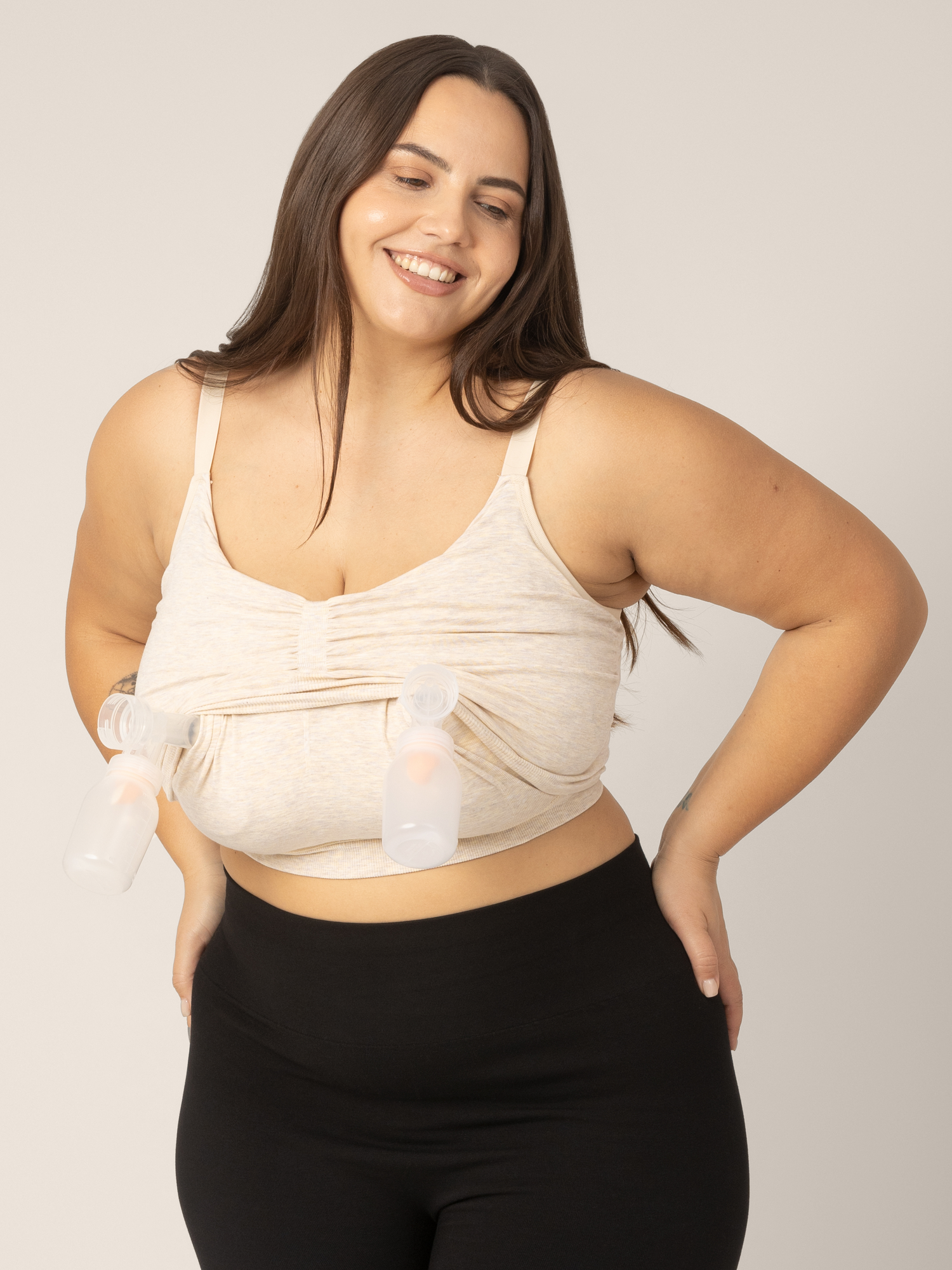 Sublime® Bamboo Hands-Free Pumping Lounge & Sleep Bra | Oatmeal Heather | Milk & Baby