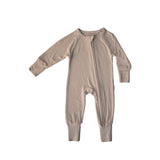 Tan Ribbed | Bamboo Zip Romper Milk & Baby