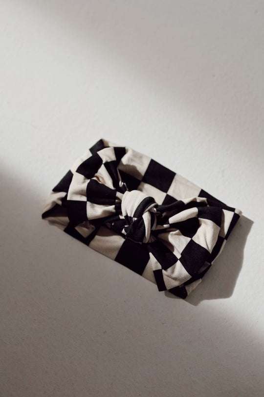 Black Checkerboard | Bamboo Head Wrap Milk & Baby