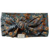 Navy Floral Bamboo Head Wrap Milk & Baby