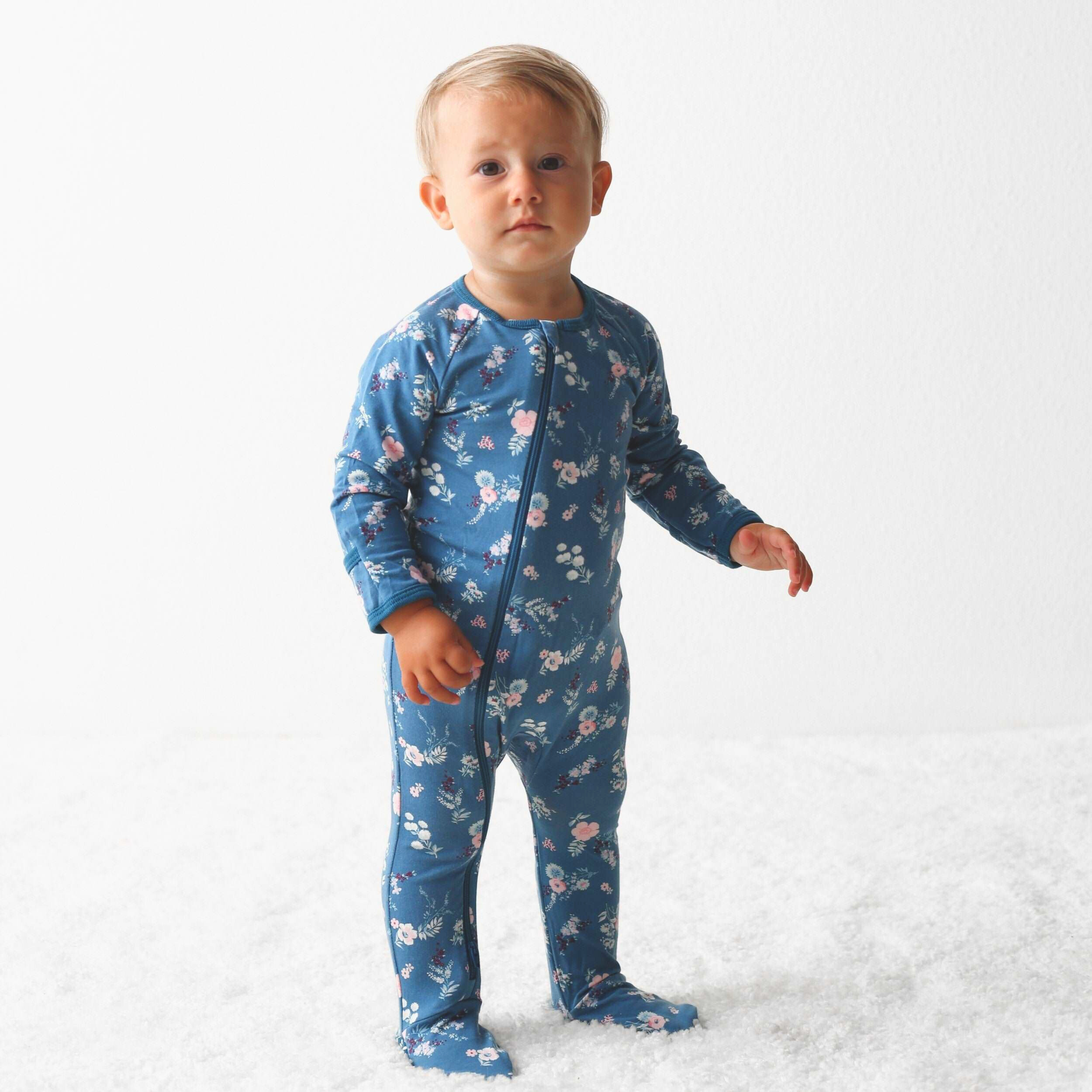 Fall Florals Navy Footie | Milk & Baby