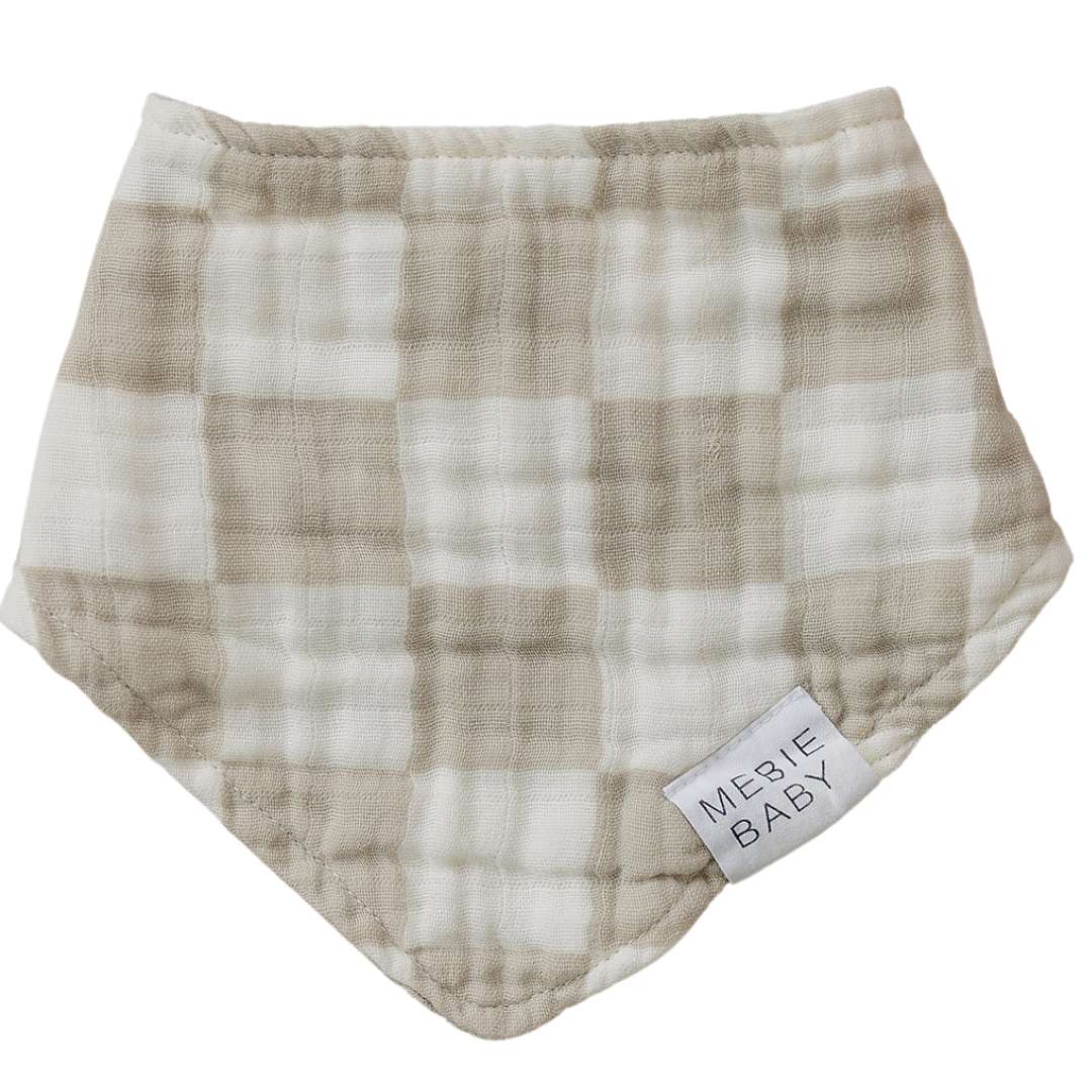 Taupe Checkered Muslin Bib Milk & Baby