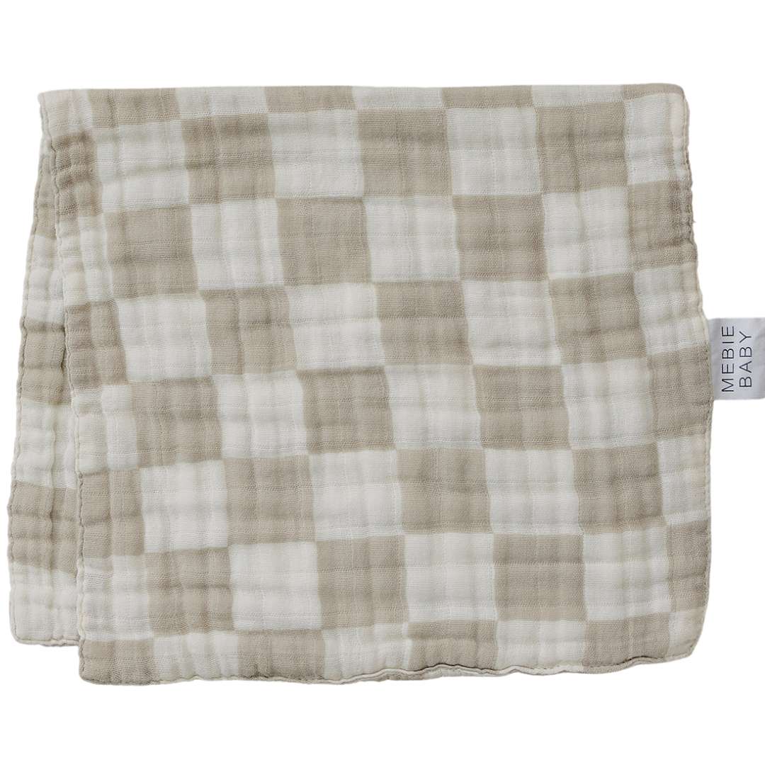 Taupe Checkered Muslin Burp Cloth Milk & Baby