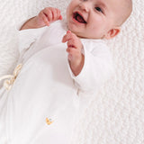 White Pointelle Baby Kimono Onesie