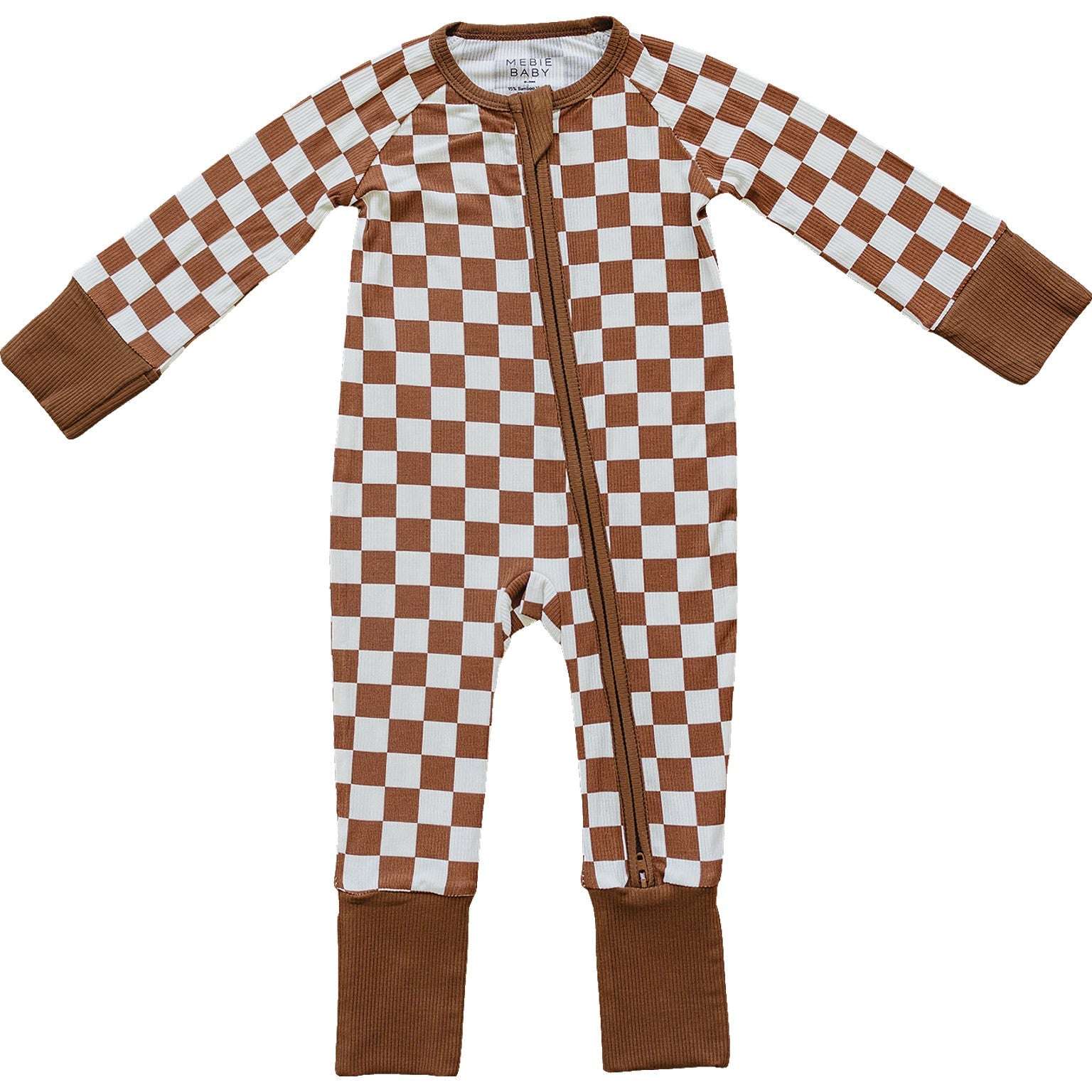 Rust Checkered Ribbed Bamboo Zipper Milk & Baby