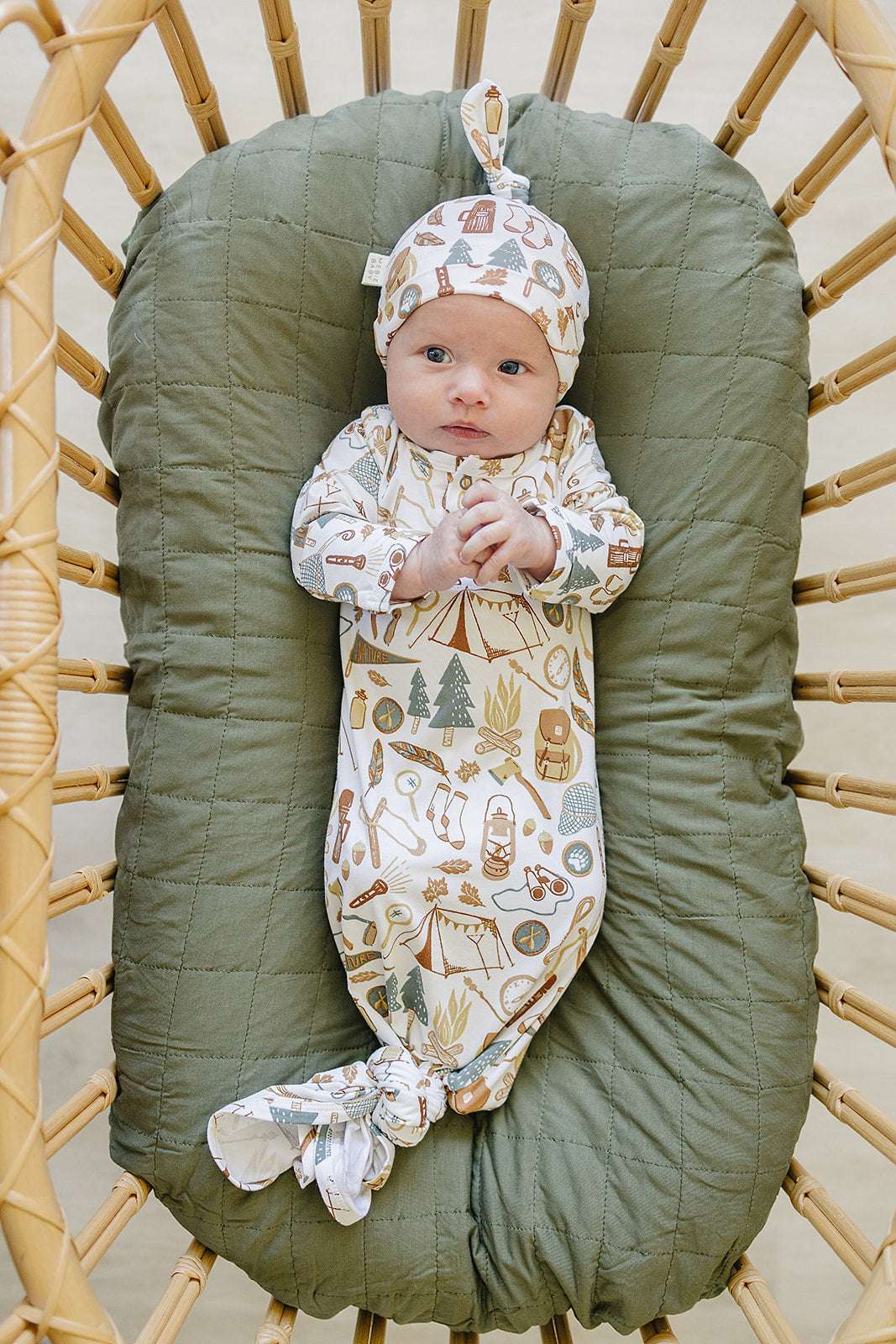 Camping Trip Bamboo Newborn Knot Hat Milk & Baby