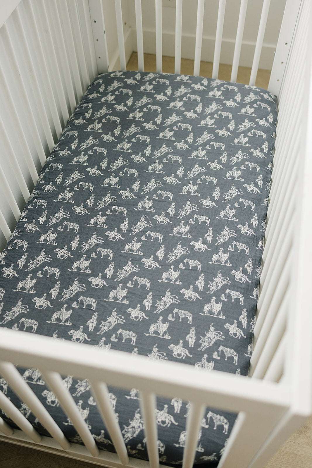 Wild West Muslin Crib Sheet Milk & Baby