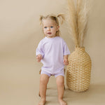 Bamboo Tee & Bike Shorts Set Milk & Baby