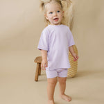 Bamboo Tee & Bike Shorts Set Milk & Baby