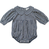 Gingham Peter Pan Collar Long Sleeve Bubble Romper