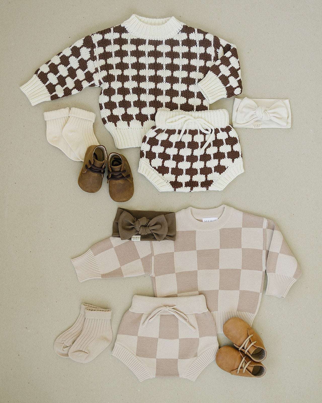 Brown + Cream Knit Bloomers Milk & Baby