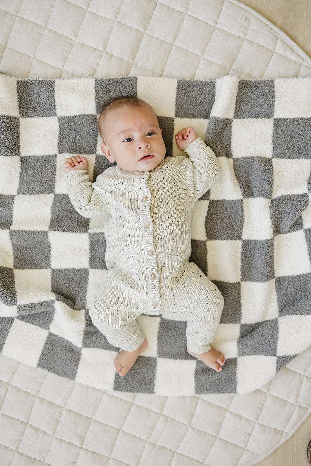 Heather Grey Chunky Knit Button Romper Milk & Baby