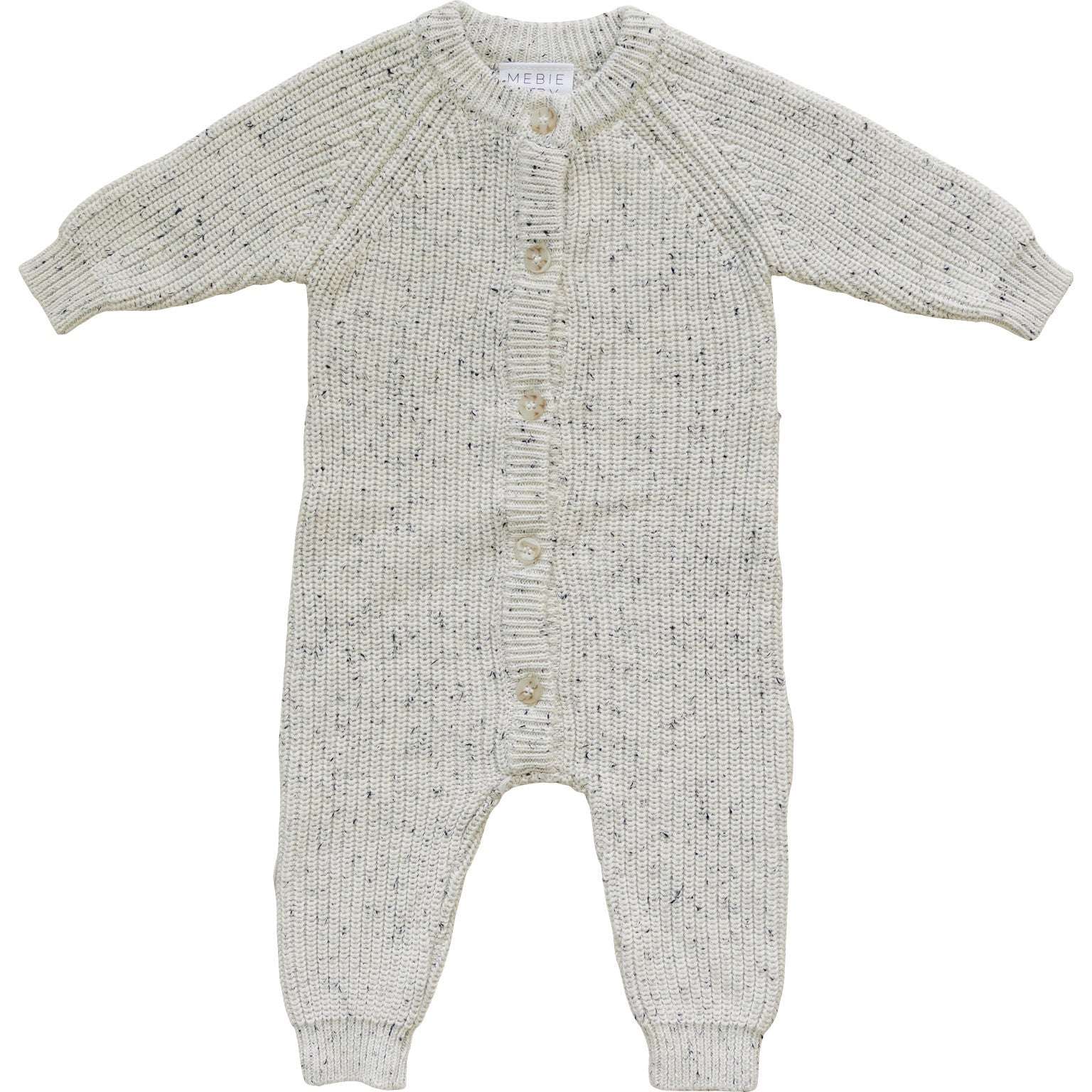 Heather Grey Chunky Knit Button Romper Milk & Baby