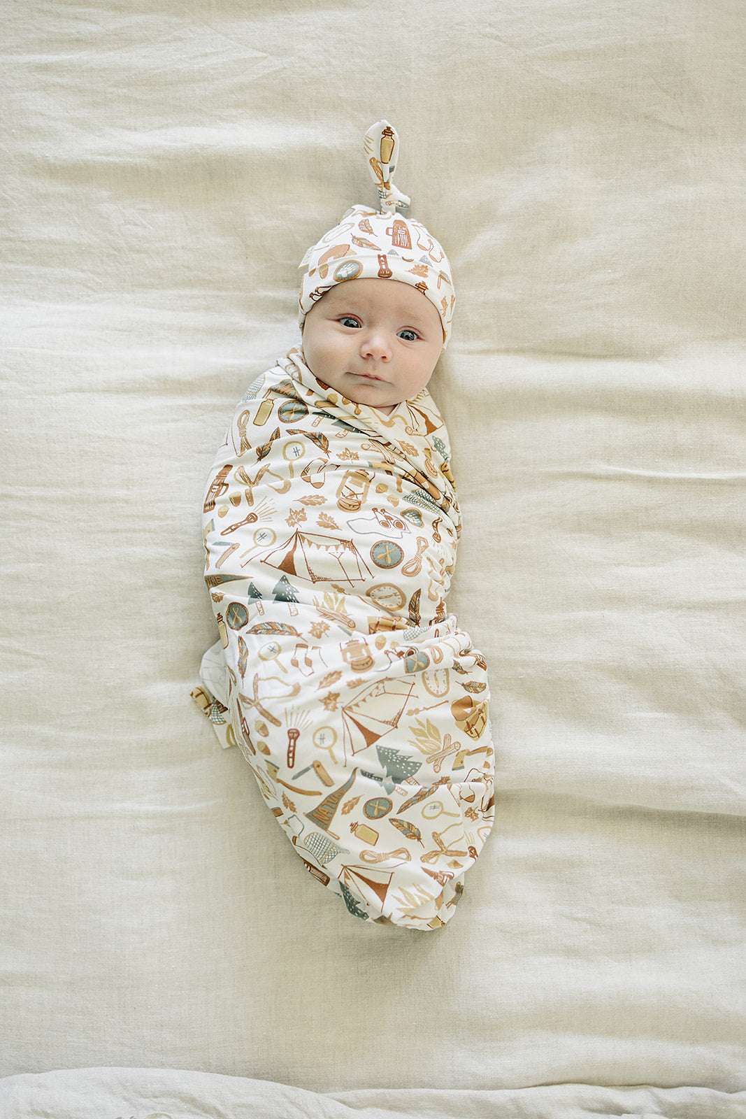 Camping Trip Bamboo Stretch Swaddle Milk & Baby