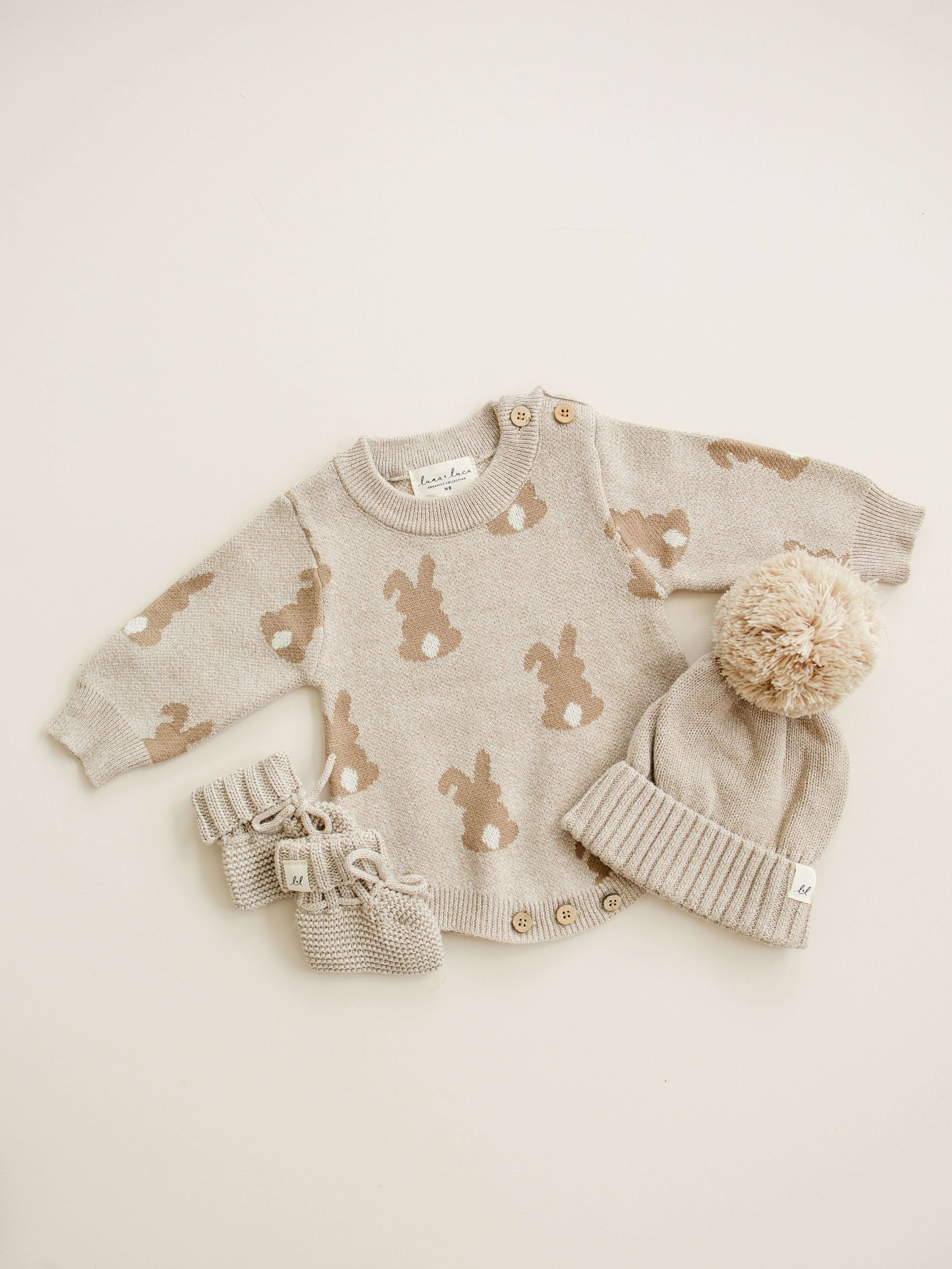 Luna + Luca Bunny Jacquard Romper | Milk & Baby