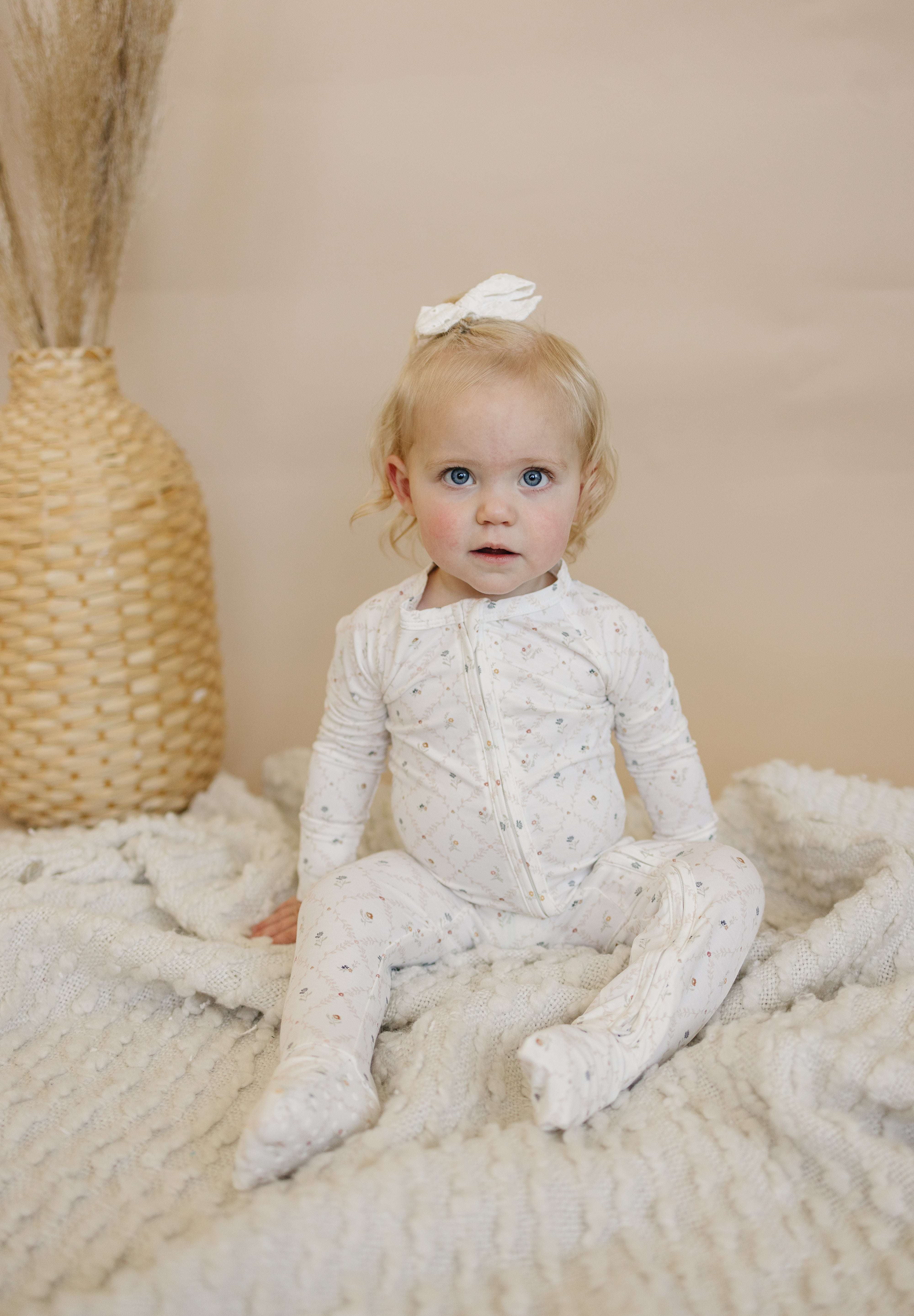 Vintage Blooms Bamboo Zippy Romper | Milk & Baby 