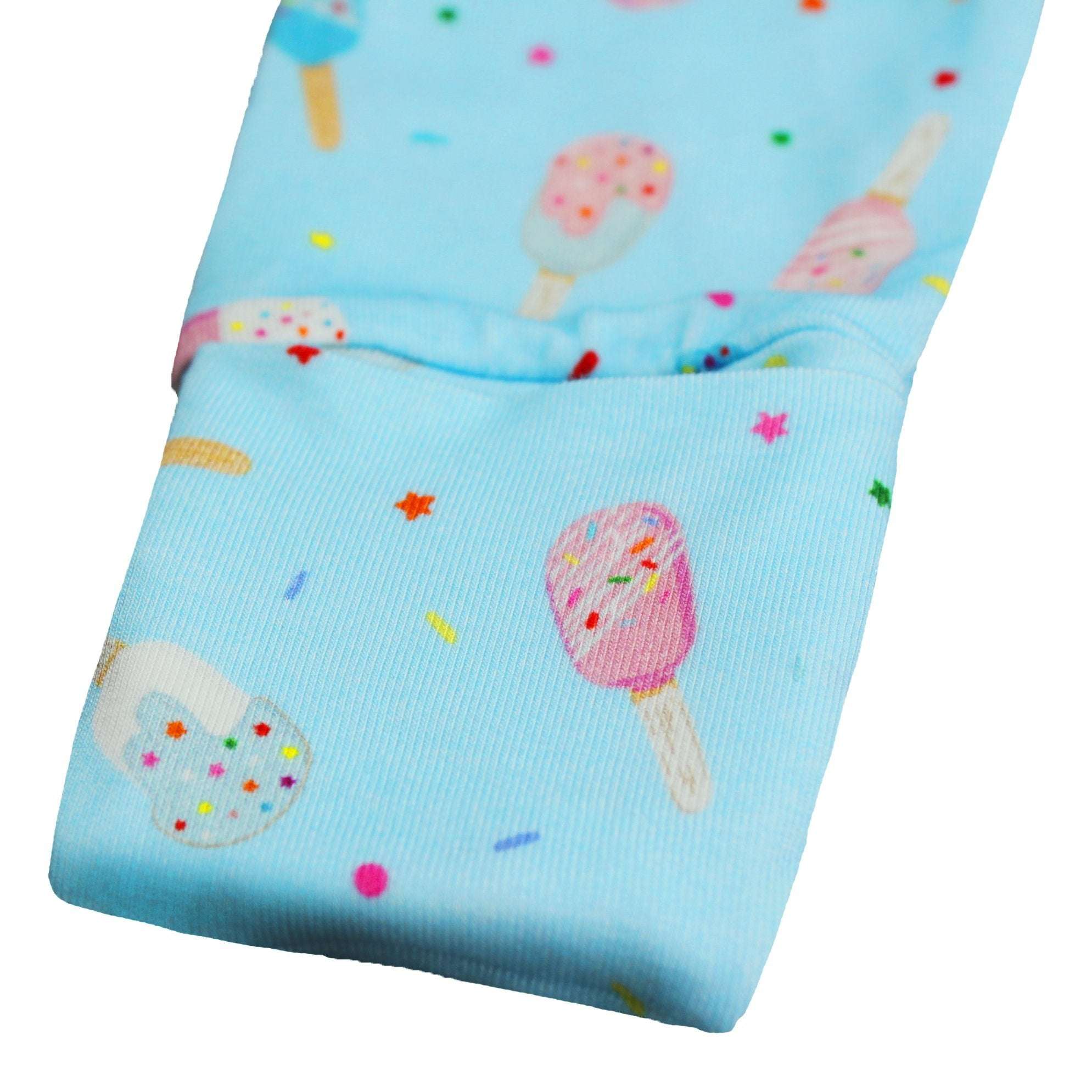 Aqua Popsicles Ruffle Newborn Gown & Knot Hat Set Milk & Baby