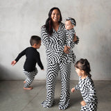 B&W Wavy Checker | Women's Flare Set (Long Sleeve)