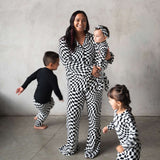 B&W Wavy Checker | Women's Flare Set (Long Sleeve) Milk & Baby