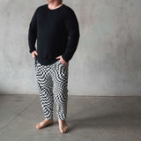 B&W Everyday Check | Mens Bamboo Jogger | Milk & Baby 