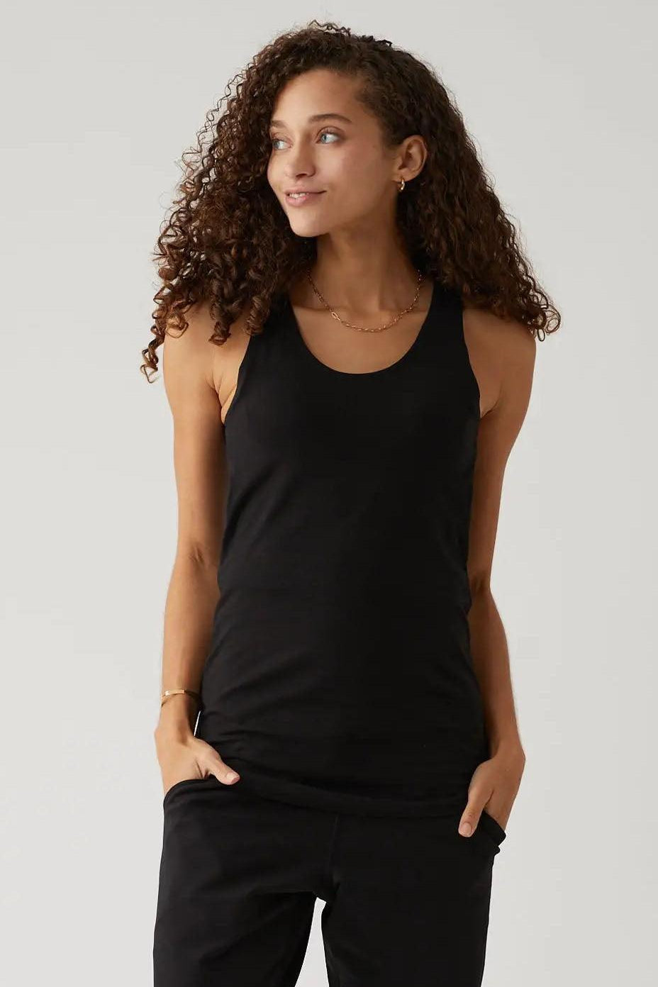 Back Snap Hands Free Nursing & Pumping Top in Onyx Milk & Baby