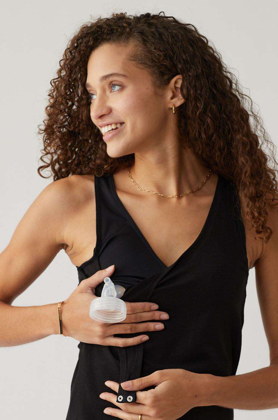 Back Snap Hands Free Nursing & Pumping Top in Onyx Milk & Baby