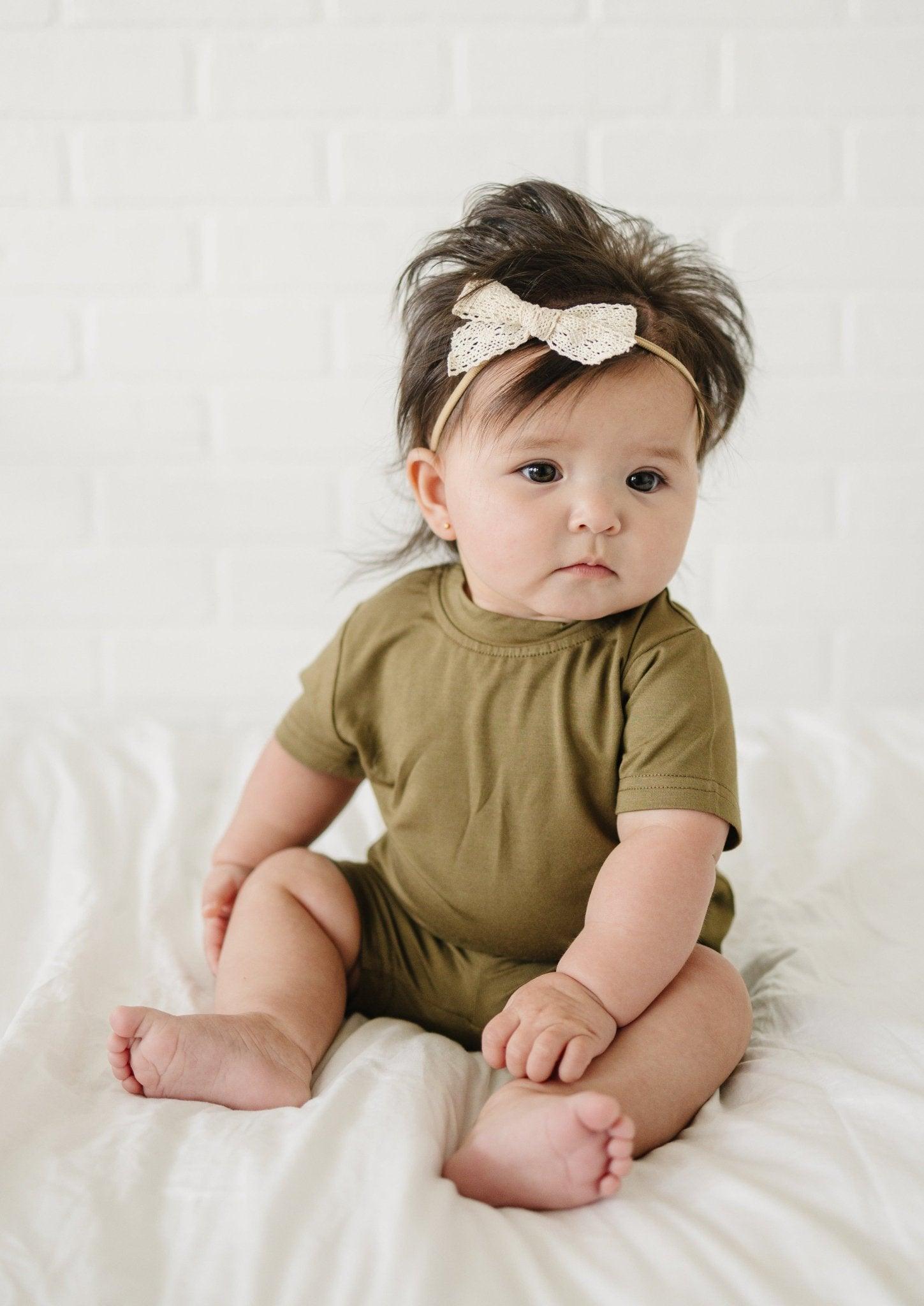 Bamboo Tee & Bike Shorts Set Milk & Baby