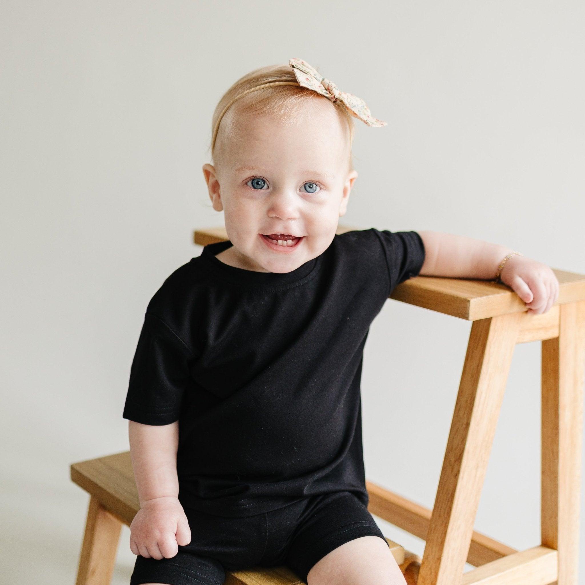 Bamboo Tee & Bike Shorts Set Milk & Baby