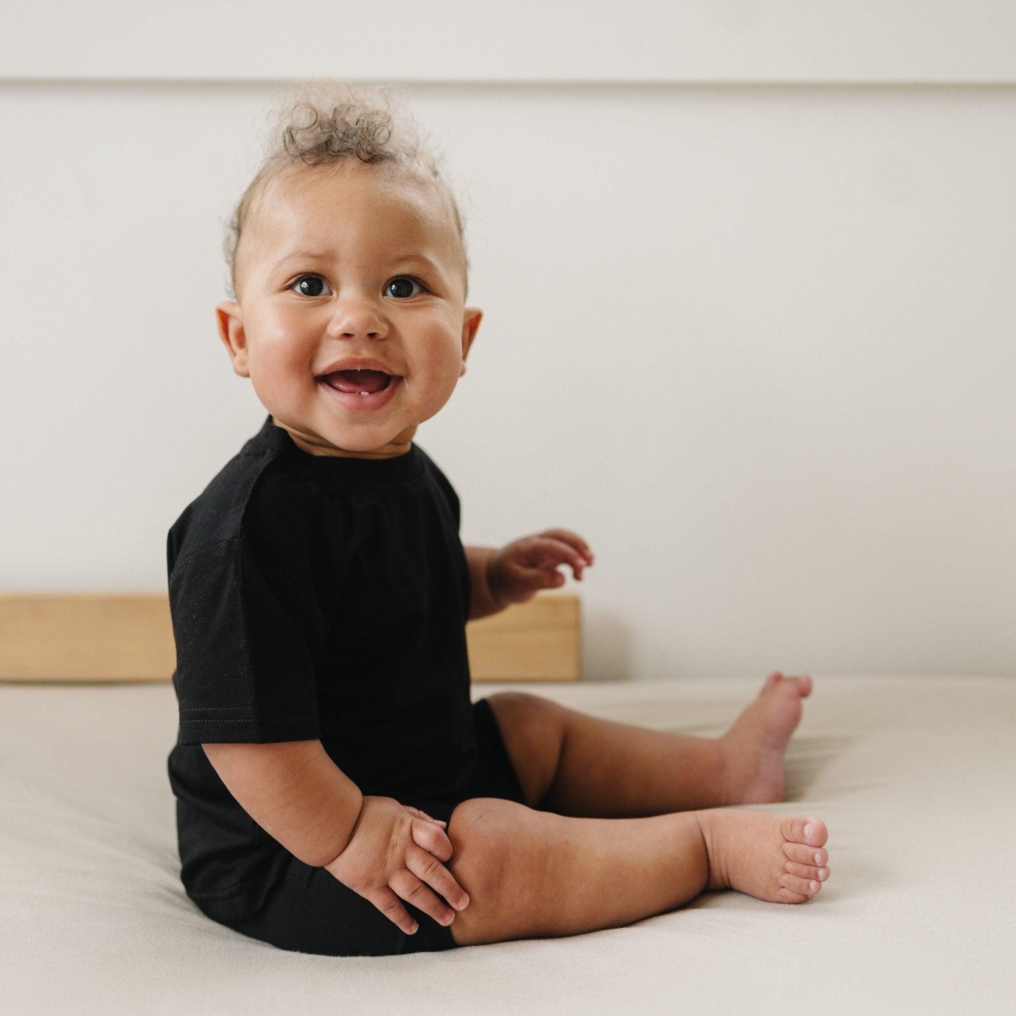 Bamboo Tee & Bike Shorts Set Milk & Baby