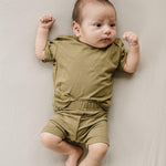 Bamboo Tee & Bike Shorts Set Milk & Baby